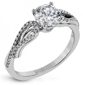 White 18 Karat Semi Mount Ring With 52=0.15Tw Round G Vs2 Diamonds  Center Size: 6.5mm Cz  Serial #: 628199