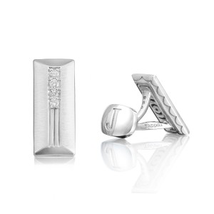 Tacori  Sterling Silver  Retro Classic Cabachon Cufflinks With 0.26Tw Round Diamonds