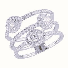 14 Karat White Gold Multi-Shaped Diamond Negative Space Band 1.49 ct