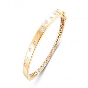 14 Karat Yellow Gold Scattered Diamond 0.28 Ct Bangle 
Length/Size: 6.5