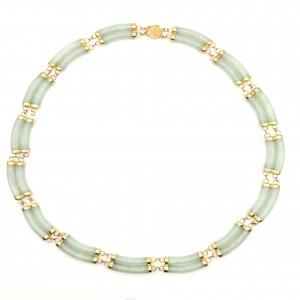 Estate 14 Karat Yellow Gold Double  Curved Bar Linked Necklace  Length: 19