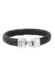 King Baby Sterling Silver Black Braided Leather Bracelet With Hook Clasp Length: 8.75