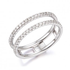 14 Karat  White Gold Ring Enhancer With 0.29Tw Single-Cut Diamonds Ring Size: 7