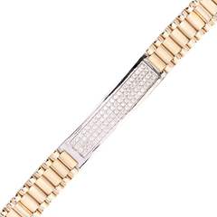 14 Karat Yellow/White Gold Men's Diamond 11.5mm President Link Bracelet With 88=2.87Tw Round Diamonds Length/Size: 8