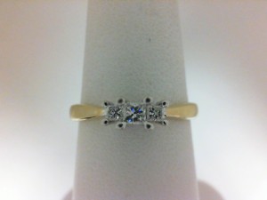 Two-Tone 14 Karat Engagement Ring With 3=0.23Tw Princess I/J Si2-I1 Diamonds
