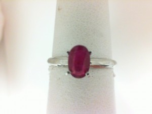 14 Karat White Gold Solitaire Ring With One 0.54Ct Oval Ruby