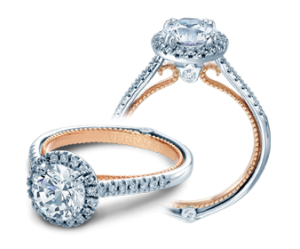 Verragio 18 Karat White/Rose Gold Couture Semi-Mount Engagement Ring With 0.30  Total Diamond Weight