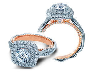 Verragio 18 Karat White Gold And 20 Karat Rose Gold Venetian Semi-Mount Engagement Ring With 0.60  Total Diamond Weight