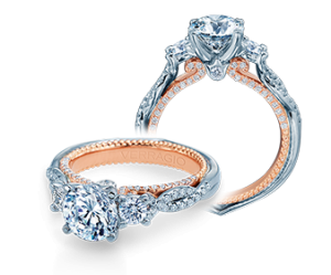 Verragio 18 Karat White/Rose Gold Couture Semi-Mount Engagement Ring  With 0.65 Total Diamond Weight