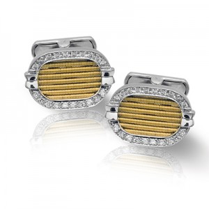 18 Karat Two Tone Diamond Cuff Links- .46Cttw