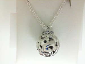CHARLES KYRPELL: Sterling Silver Pendant With 14=0.22Tw RoundWhite Sapphires Style Name: Ivy Bead Collection Style: Cable Link Color:White Length: 24