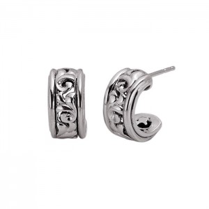 Sterling Silver & 14Kw Filigree Huggie Earrings