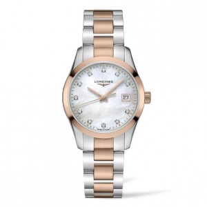 Longines 34mm  Conquest Classic Watch(L23863877)
Stainless Steel and Red PVD Coating/MOP Diamond Dial