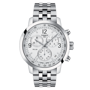 TISSOT PRC 200 CHRONO (T114.417.11.037.00)
Case 42mmx43mm/316L stainless steel case
Case options  Screw-down crown and caseback
Crystal Scratch-resistant sapphire crystal
Dial Silver with indexes
Movement Swiss quartz/ETA G10.212/
Functions  30-minu