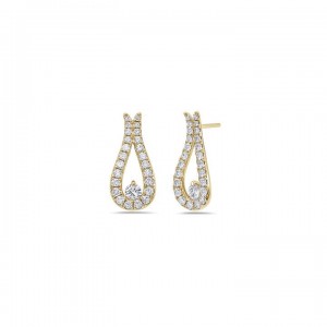 Charles Krypell 18 Karat Yellow Gold Diamond Earrings 1.11 Cts