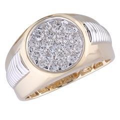 14 Karat Yellow/White Gold  Cluster 13mm Ring With 19=1.22Tw Round Diamonds Ring Size: 10.5