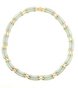 Estate 14 Karat Yellow Gold Double  Curved Bar Linked Necklace  Length: 19