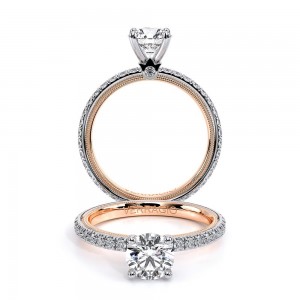 Verragio 14 Karat White/Rose Gold Tradition Semi-Mount Engagement Ring With Round Diamonds 0.45 Total Diamond Weight