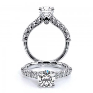 Verragio 14 Karat White Renaissance Gold Semi-Mount Engagement Ring With Round Diamonds 0.67 Total Diamond Weight