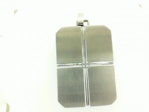 Stainless Steel Edge Collection Dog Tag With Diamonds (0.02 Ct Tw) On Black Rubber Cord