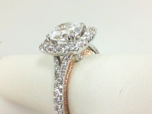 Verragio:  18 Karat White/Rose Gold Couture Semi-Mount Ring With .90Tw Round Diamond