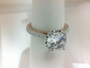 Verragio: 18 Karat White/Rose Gold Couture Semi-Mount Ring With .50Tw Round Diamonds