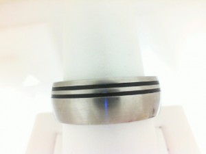 Stainless Steel And Black Enamel Ring
