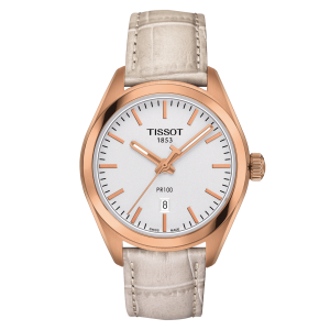TISSOT PR 100 QUARTZ (T101.210.36.031.00)
T-Classic Collection
Water-resistant up to a pressure of 10 bar (100 m / 330 ft)
316L stainless steel case with rose gold PVD coating
Scratch-resistant sapphire crystal
33mm Case
Swiss quartz ETA F04.111 Mov