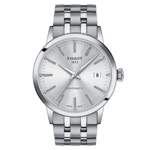 TISSOT: Stainless Steel Automatic Watch
Name: CLASSIC DREAM
Clasp: Deployment
Finish: Satin and Polish
Dial Color: SILVER
MM: 42