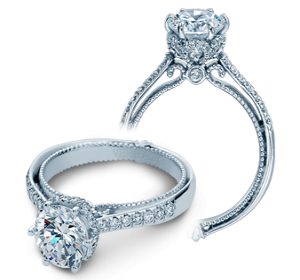 Verragio: 18 Karat White Gold Couture Semi-Ring With .50Tw Round Diamonds