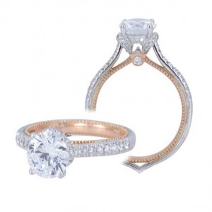 Verragio 18 Karat White/Rose Gold Couture Semi-Mount Ring With .35Tw Round Diamonds
*Setting only, center stone not included