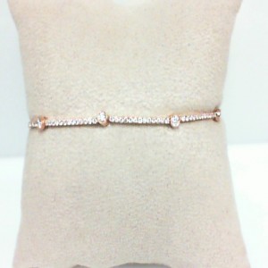Rose 18 Karat Bracelet With 59=0.75Tw Round Diamonds  Serial #  496940  Length  7