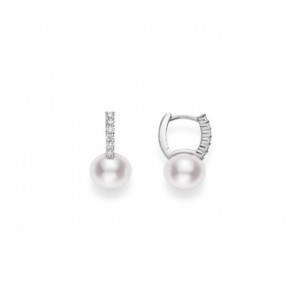 Mikimoto Classic Elegance Akoya Cultured Pearl Earring with Diamonds
18K White Gold With 2=8.00mm A+ Round Akoya Pearls And 12=0.19Tw Round G VS2 Diamonds
