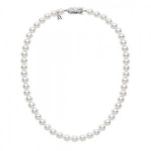 Mikimoto Akoya Pearl Strand With 7X6.5mm A Quality Pearls And 18 Karat White Gold Clasp 18 Inch Length