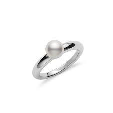 Mikimoto 18 Karat White Gold Ring With 6.5mm White Akoya Pearl