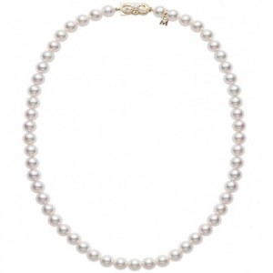 Mikimoto: Akoya Pearl Strand Necklace With 6.0-6.5mm A  Quality And 18 Karat Yellow Gold Clasp16 Inch Length