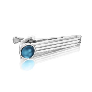 Tacori:  Sterling Silver Engraved Jewelry With One 1.96Ct Cabochon Sky Blue Topaz Over Hematite
Style Name: Monterey Roadster Racing TieBar
Serial #: A20241617