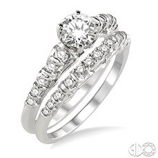 14 Karat White Gold  Ring Set With 23=0.50Tw Round Diamonds