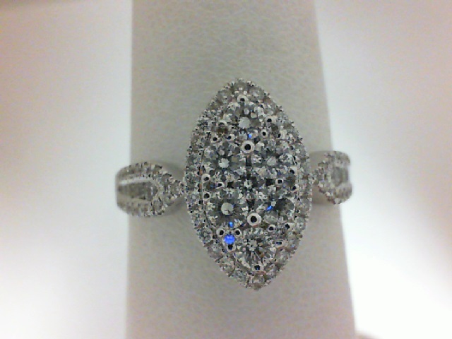 14 Karat White Gold Ring With 87=0.82Tw Round Diamonds