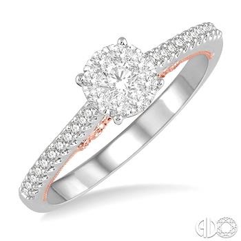 14 Karat White/Rose Gold Lovebright  Engagement Ring With 0.35Tw Round Diamonds