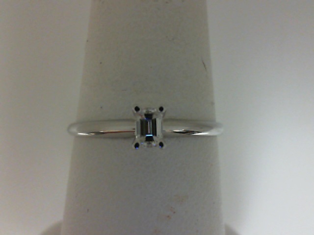 14 Karat White Gold  Solitaire Emerald Cut Diamond 0.17Ct  H Vs2