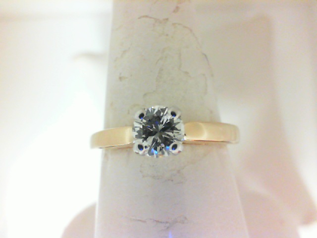 Yellow Gold 14 Karat  Ring With One 0.50Ct Round Diamond