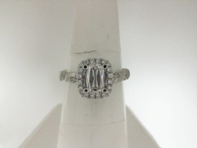 14 Karat White Gold 0.51 Ct Criss Cut Diamond Twisted Engagement Ring With 0.26 Ct Round Brillaint Cut Diamonds