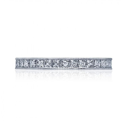 Tacori: 18 Karat White Gold Sculpted Crescent Milgrain Edge Channel Set Wedding Band With 26=0.29Tw S Diamonds
Ring Size: 6.5