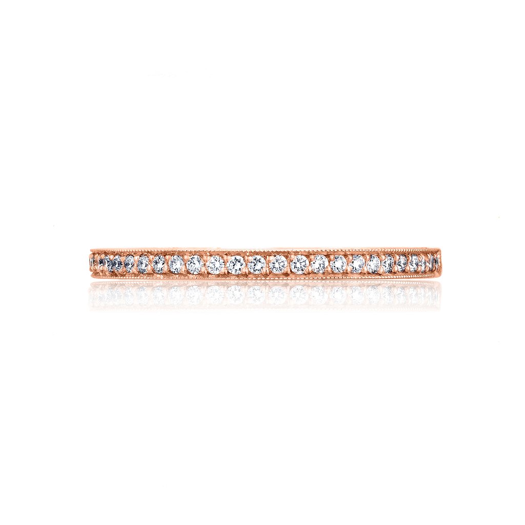 Tacori: 18 Karat Rose Gold Sculpted Crescent Milgrain Wedding Band With 0.17Tw Round Diamonds
Ring Size: 6.5