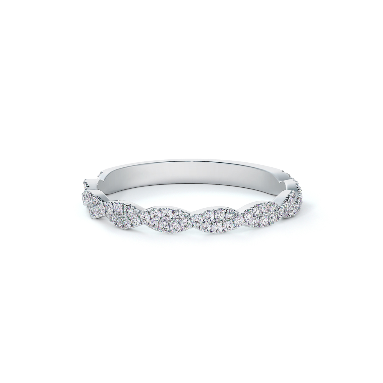 Forevermark Platinum Twisted Pave Wedding Band With 70=0.26Tw Round G/H Si2 Diamonds