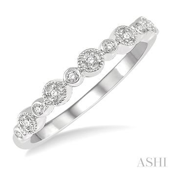 14 Karat White Gold Milgrain Ring With 0.10Tw Round Diamonds