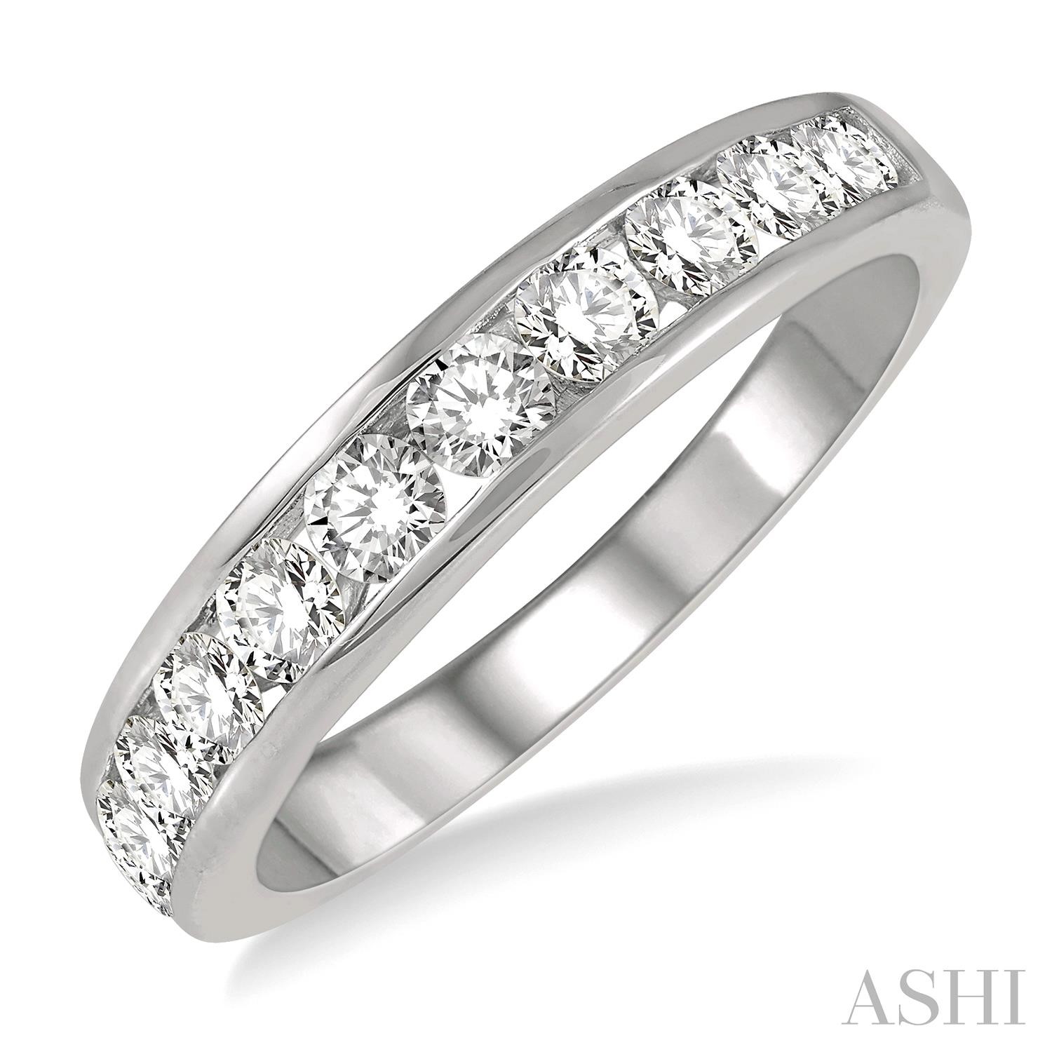 Diamond Channel Set Wedding Band Ring For Men In 14kt. White Gold (1.05ct.)