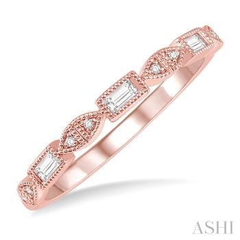 14 Karat Rose Gold Round And Baguette Diamond Band 0.10 Ct