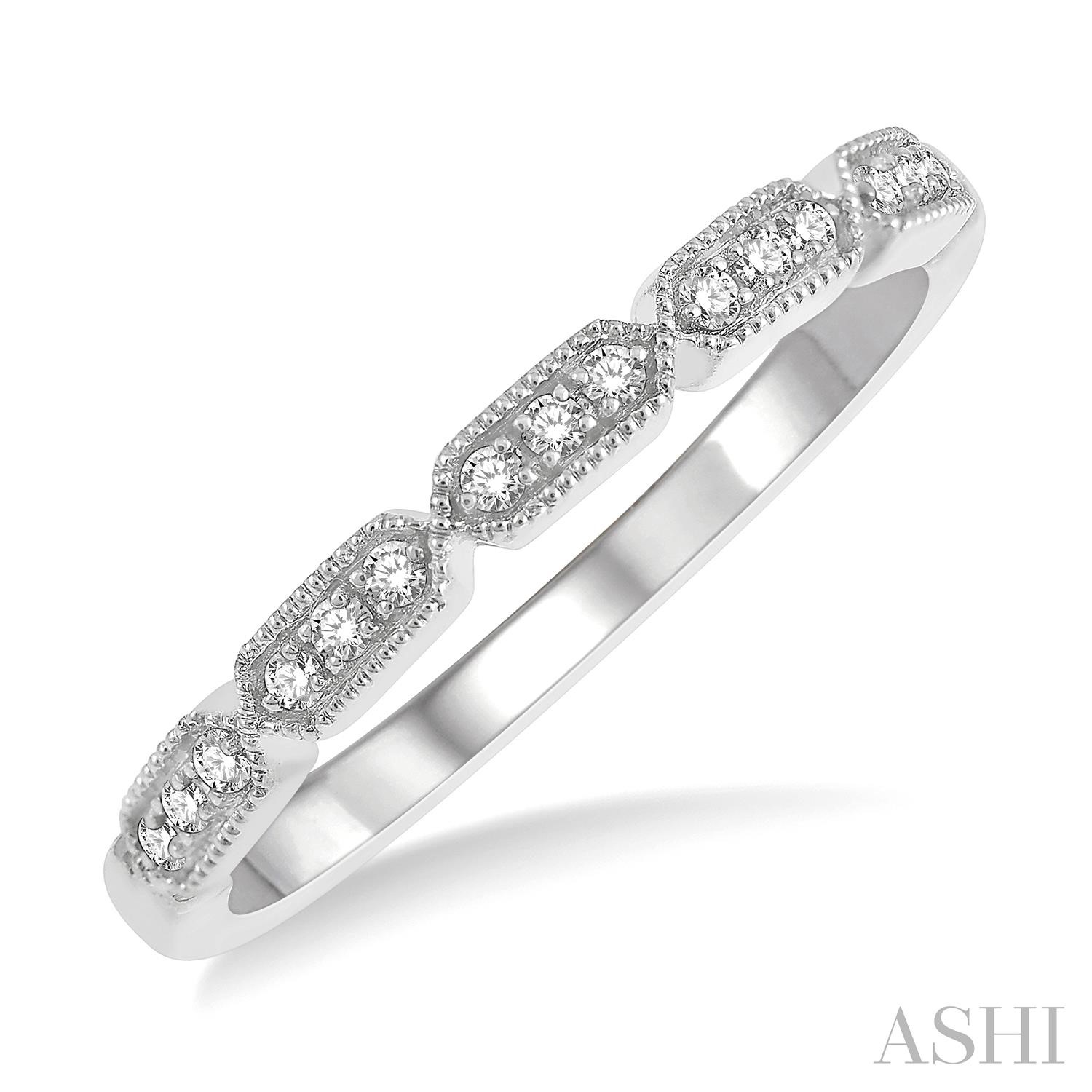 14 Karat White Gold Stackable Diamond Wedding Band With 0.10Ctw Round Brilliant Diamonds